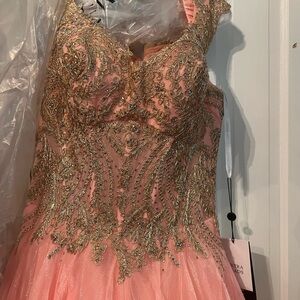 Perfect HOMECOMING Dress Sherri Hill Coral and Gold Embellished Prom Dress
